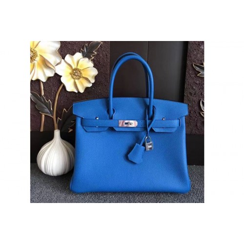 Hermes Birkin 30 Tote Bags Original Togo Leather Handstitched Blue Hermes Birkin 30 Tote Bags Original Togo Leather Handstitched Blue