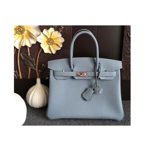 Hermes Birkin 30 Tote Bags Original Togo Leather Handstitched Light Blue Hermes Birkin 30 Tote Bags Original Togo Leather Handstitched Light Blue