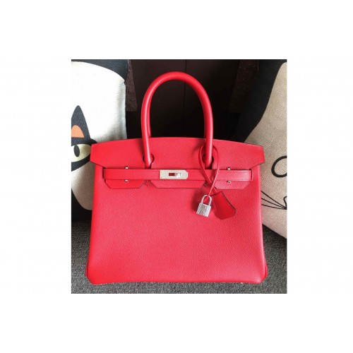 Hermes Birkin 30 Tote Bags Full Handstitched in Red Epsom Leather