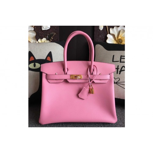 Hermes Birkin 30 Tote Bags Full Handstitched in Pink Epsom Leather