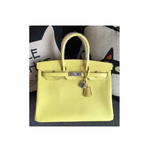 Hermes Birkin 30 Tote Bags Full Handstitched in Yellow Epsom Leather With Silver Buckle Hermes Birkin 30 Tote Bags Full Handstitched in Yellow Epsom Leather With Silver Buckle
