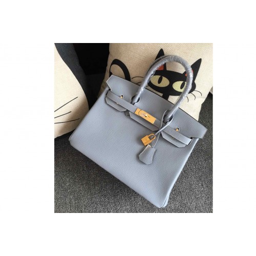 Hermes Birkin 30 Tote Bags Full Handstitched in Light Blue Epsom Leather With Gold Buckle