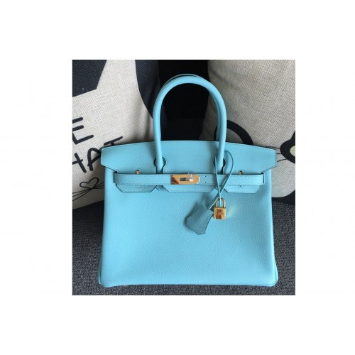 Hermes Birkin 30 Tote Bags Full Handstitched in Blue Epsom Leather With Gold Buckle Hermes Birkin 30 Tote Bags Full Handstitched in Blue Epsom Leather With Gold Buckle