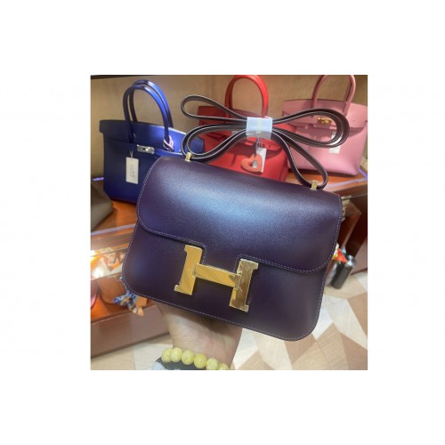 Hermes constance 18 Bag in Purple Box Leather with Gold Buckle Hermes constance 18 Bag in Purple Box Leather with Gold Buckle