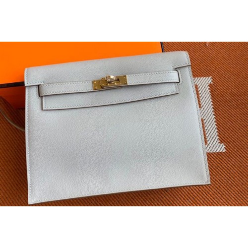 Hermes Kelly Danse 22cm Bag in Light Gray Evercolor Leather with Gold Buckle Hermes Kelly Danse 22cm Bag in Light Gray Evercolor Leather with Gold Buckle