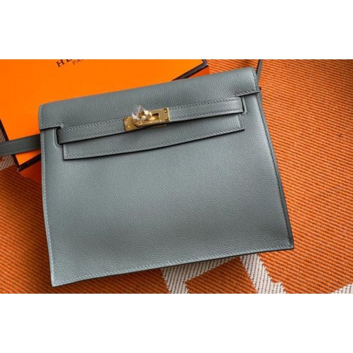 Hermes Kelly Danse 22cm Bag in Gray Evercolor Leather with Gold Buckle Hermes Kelly Danse 22cm Bag in Gray Evercolor Leather with Gold Buckle