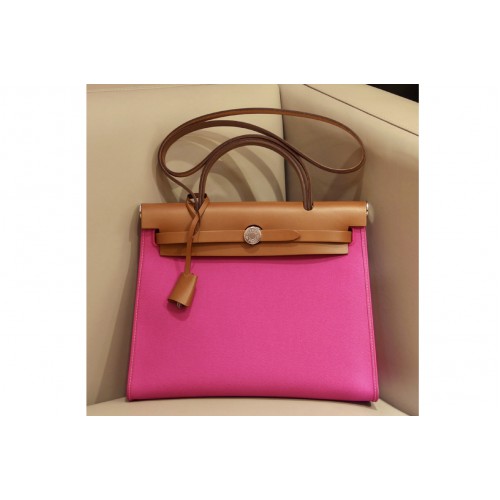 Hermes herbag zip 31 bag in Brown Pink Officier canvas and Leather Hermes herbag zip 31 bag in Brown Pink Officier canvas and Leather