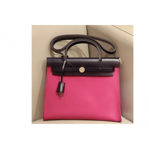 Hermes herbag zip 31 bag in Black Pink Officier canvas and Leather Hermes herbag zip 31 bag in Black Pink Officier canvas and Leather