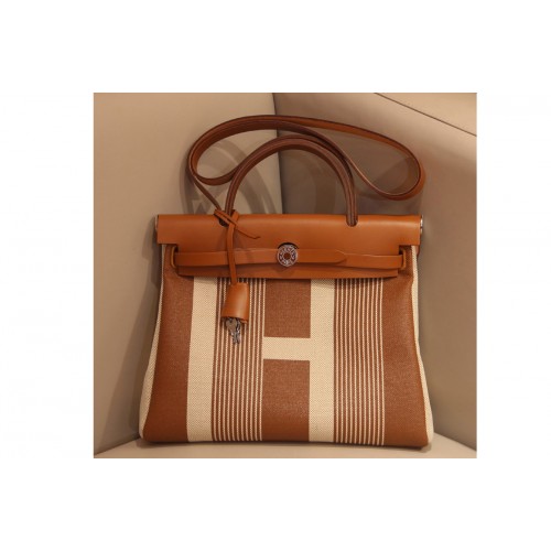 Hermes herbag zip 31 bag in Brown H Officier canvas and Leather Hermes herbag zip 31 bag in Brown H Officier canvas and Leather