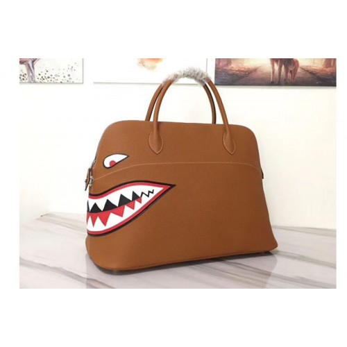 Hermes Limited Edition Shark 45cm Bolide Bags Original Togo Leather Tan