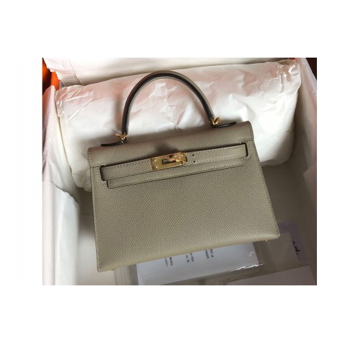 Hermes Mini Kelly 19cm Bag Full Handmade in Green Epsom Leather With Gold Buckle