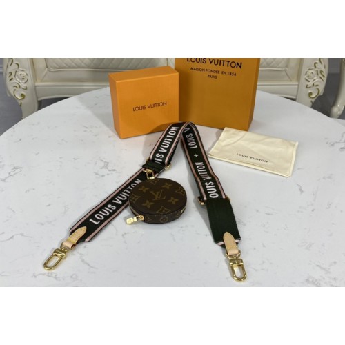 Louis Vuitton J02493 bandouliere Jacquard Strap in Khaki Green Nylon and Monogram coated canvas