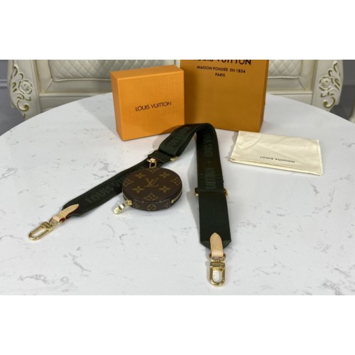 Louis Vuitton J02493 bandouliere Jacquard Strap in Khaki Green Nylon and Monogram coated canvas