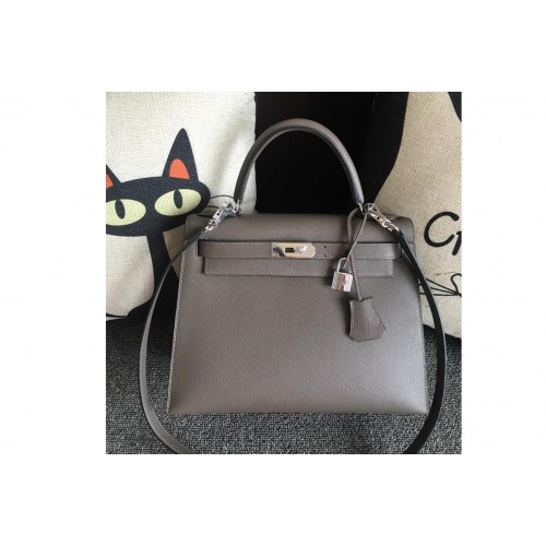 Hermes Kelly 28 Bag in Grey Epsom Leather