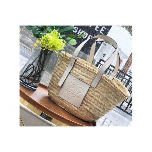 Loewe Basket bag in Natural White palm leaf and calfskin