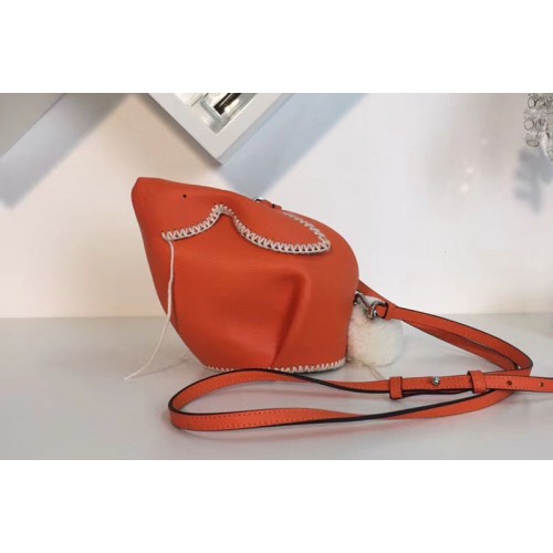 Loewe Bunny Macrame Mini Leather Shoulder Bags Orange
