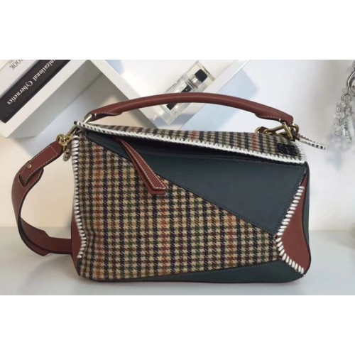 Loewe Puzzle Tweed Bags Original Leather Green Loewe Puzzle Tweed Bags Original Leather Green