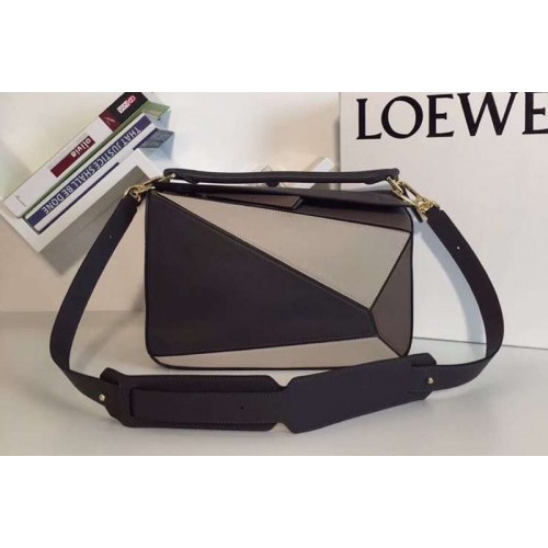 Loewe Puzzle Bags Original Calf Leather Grey Beige Dark Brown Loewe Puzzle Bags Original Calf Leather Grey Beige Dark Brown