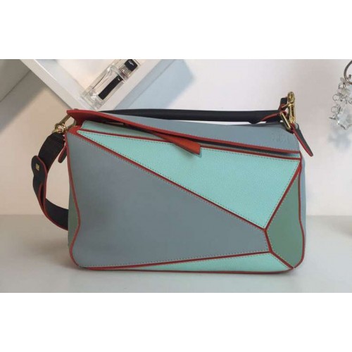 Loewe Puzzle Bags Original Calf Leather Green Blue