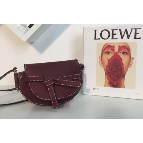 Loewe Mini Gate Bags Original Soft Calf Leather Wine