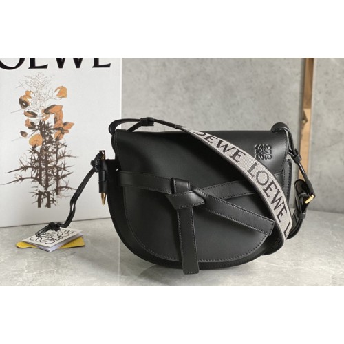 Loewe Mini Gate Dual bag in Black soft calfskin and jacquard