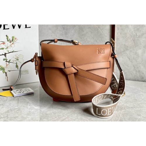 Loewe Mini Gate Dual bag in Brown soft calfskin and jacquard