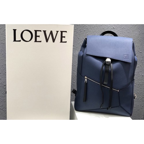 Loewe Puzzle Backpack in Blue Leather