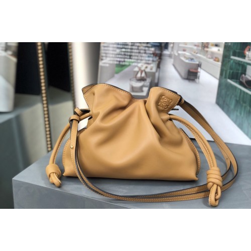 Loewe Mini Flamenco clutch in Brown nappa calfskin