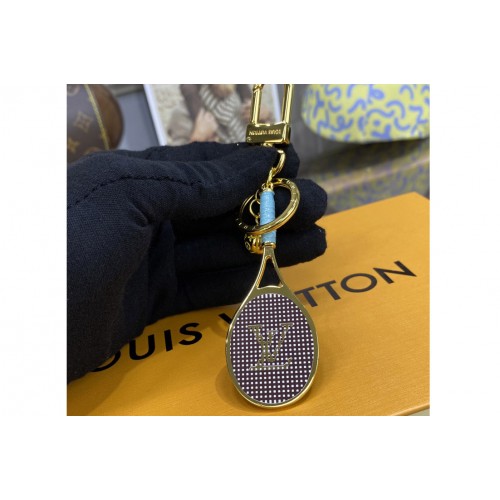 Louis Vuitton M00839 Serve keyring in Blue Leather Louis Vuitton M00839 Serve keyring in Blue Leather