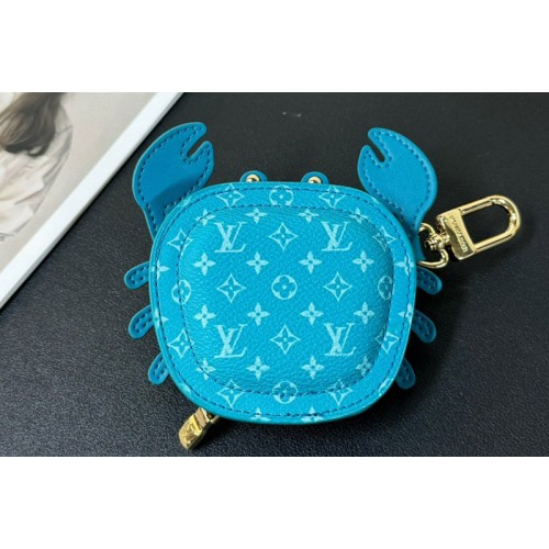 Louis Vuitton M01930 Crab Bag Charm in Blue Leather and Canvas