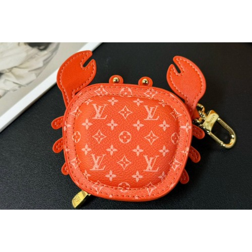Louis Vuitton M01929 Crab Bag Charm in Orange Leather and Canvas