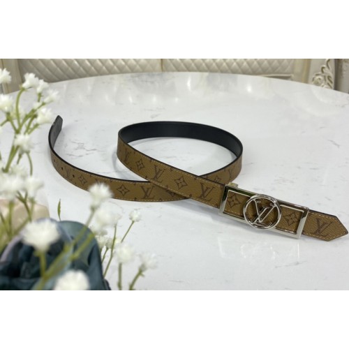 Louis Vuitton M0203U Dauphine 25mm Reversible belt in Monogram Reverse canvas Black With Silver Buckle Louis Vuitton M0203U Dauphine 25mm Reversible belt in Monogram Reverse canvas Black With Silver Buckle