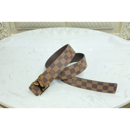Louis Vuitton M0212V Initiales 40MM Reversible belt in Damier Ebene canvas and soft calf leather Louis Vuitton M0212V Initiales 40MM Reversible belt in Damier Ebene canvas and soft calf leather