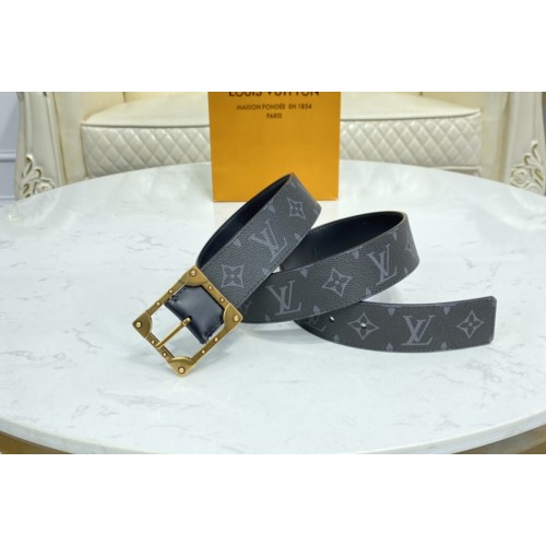 Louis Vuitton M0277Q Trunk 40MM reversible belt in Monogram Eclipse canvas With Gold Buckle Louis Vuitton M0277Q Trunk 40MM reversible belt in Monogram Eclipse canvas With Gold Buckle