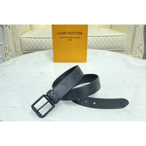 Louis Vuitton M0281V Voyager 35mm belt in Monogram Shadow With Black Buckle Louis Vuitton M0281V Voyager 35mm belt in Monogram Shadow With Black Buckle