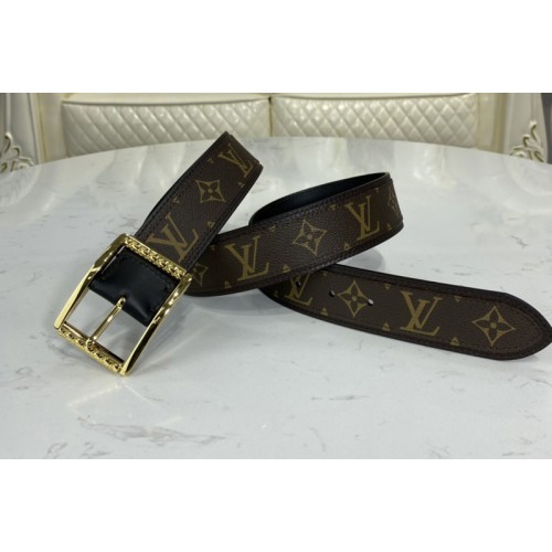 Louis Vuitton M0283V Reverso 40mm reversible belt In Monogram Brown With Gold Buckle Louis Vuitton M0283V Reverso 40mm reversible belt In Monogram Brown With Gold Buckle