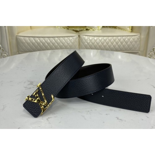 Louis Vuitton M0292V Facets 40mm reversible belt In Navy Blue Chocolate Brown With Gold Buckle Louis Vuitton M0292V Facets 40mm reversible belt In Navy Blue Chocolate Brown With Gold Buckle
