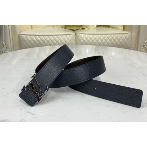 Louis Vuitton M0292V Facets 40mm reversible belt In Navy Blue Chocolate Brown With PVD Buckle Louis Vuitton M0292V Facets 40mm reversible belt In Navy Blue Chocolate Brown With PVD Buckle
