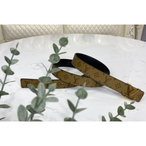 Louis Vuitton M0296X Initiales 25mm belt in Monogram Reverse Canvas With Gold Buckle Louis Vuitton M0296X Initiales 25mm belt in Monogram Reverse Canvas With Gold Buckle