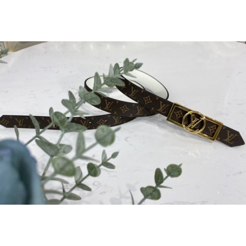 Louis Vuitton M0318U Dauphine 25mm Reversible belt in Monogram White With Gold Buckle Louis Vuitton M0318U Dauphine 25mm Reversible belt in Monogram White With Gold Buckle