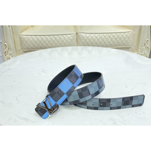 Louis Vuitton M0319V Initiales 40 MM reversible belt Blue Damier Graphite canvas