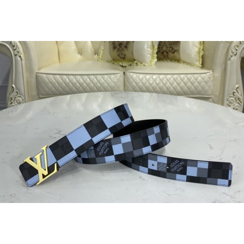 Louis Vuitton M0320U Initiales 40 MM reversible belt in Antarctica Silver Damier Graphite canvas and calf leather With Gold Buckle Louis Vuitton M0320U Initiales 40 MM reversible belt in Antarctica Silver Damier Graphite canvas and calf leather With Gold Buckle