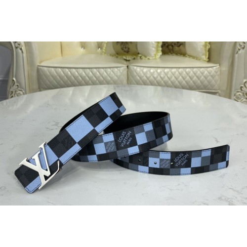Louis Vuitton M0320U Initiales 40 MM reversible belt in Antarctica Silver Damier Graphite canvas and calf leather With Silver Louis Vuitton M0320U Initiales 40 MM reversible belt in Antarctica Silver Damier Graphite canvas and calf leather With Silver