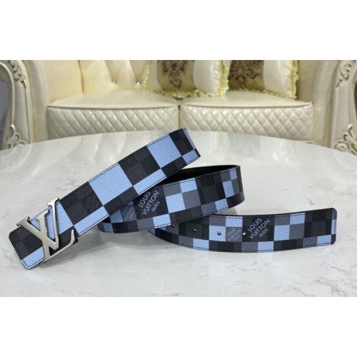 Louis Vuitton M0320U Initiales 40 MM reversible belt in Antarctica Silver Damier Graphite canvas and calf leather With PVD Buckle Louis Vuitton M0320U Initiales 40 MM reversible belt in Antarctica Silver Damier Graphite canvas and calf leather With PVD Buckle