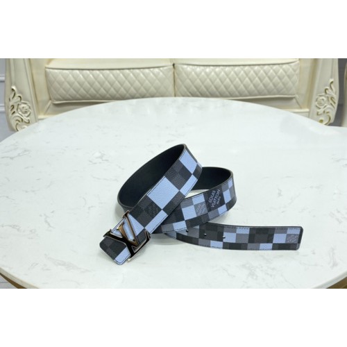 Louis Vuitton M0320V Initiales 40 MM reversible belt in Antarctica Silver Damier Graphite canvas