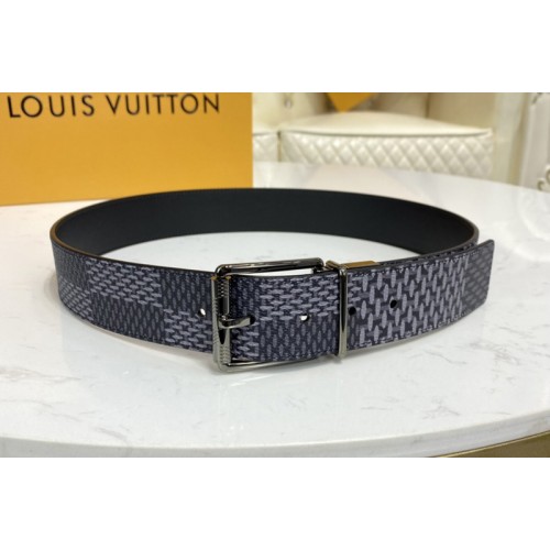 Louis Vuitton M0338S Damier Print 40mm belt in Damier Graphite canvas With Black Buckle