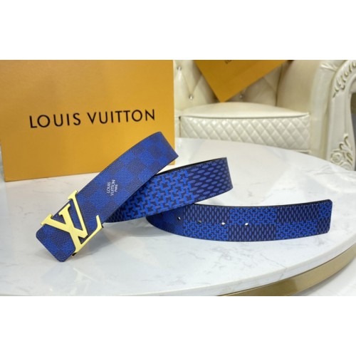 Louis Vuitton M0339V Initiales 40mm reversible belt in Navy Black Damier Graphite canvas With Gold Buckle