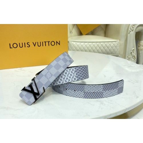 Louis Vuitton M0342V Initiales 40mm reversible belt in Antarctica Silver Black Damier Graphite canvas With Black Buckle Louis Vuitton M0342V Initiales 40mm reversible belt in Antarctica Silver Black Damier Graphite canvas With Black Buckle