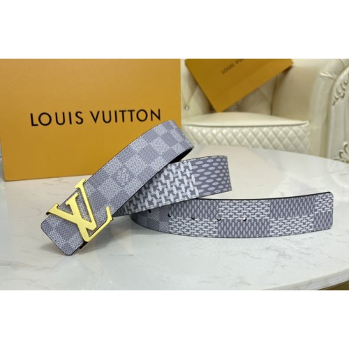 Louis Vuitton M0342V Initiales 40mm reversible belt in Antarctica Silver Black Damier Graphite canvas With Gold Buckle Louis Vuitton M0342V Initiales 40mm reversible belt in Antarctica Silver Black Damier Graphite canvas With Gold Buckle