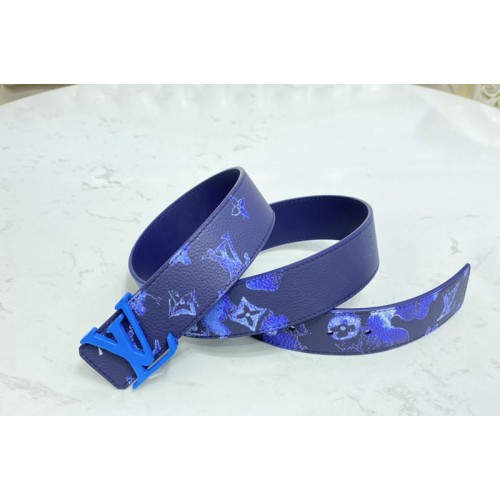Louis Vuitton M0359V Shape 40mm reversible belt in Navy Blue Monogram canvas With Blue Buckle Louis Vuitton M0359V Shape 40mm reversible belt in Navy Blue Monogram canvas With Blue Buckle